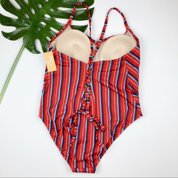 Kona Sol Swim New Kona Sol Swimsuit Red Multi Stripe 2w Poshmark